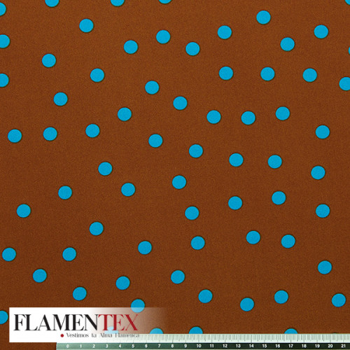 Tejido tipo georgette. Estampado de lunares de 1,00 cm.