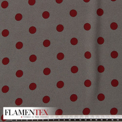 Tejido tipo georgette un poco más tupido y algo elástico. Estampado de lunares de 1,50 cm.