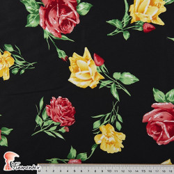 JENNY. Stretch satin fabric, perfect for fitted flamenco dress. Floral print.