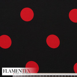 Tejido finito estampado con lunares grandes de 4,50 cm.