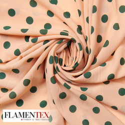 Tejido tipo georgette. Estampado de lunares de 1,50 cm.