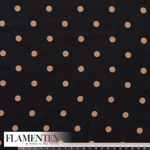 Tejido tipo georgette. Estampado de lunares pequeños de 3,00 mm.