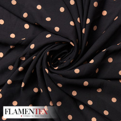 Tejido tipo georgette. Estampado de lunares pequeños de 3,00 mm.