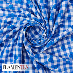 Tejido de Vichy 10 mm. estampado de lunares de 1,50 cms. aprox.