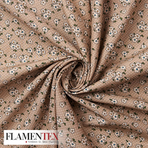 Tejido de popelín de algodón suave estampado con florecitas.