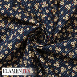 Tejido de popelín de algodón suave estampado con florecitas.