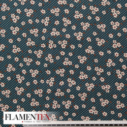 Tejido de popelín de algodón suave estampado con florecitas.