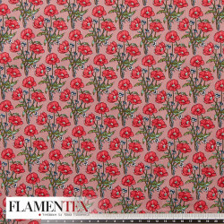 Tejido de popelín de algodón suave estampado con florecitas.