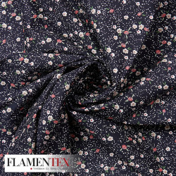 Tejido de popelín de algodón suave estampado con florecitas.
