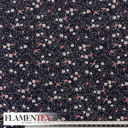 Tejido de popelín de algodón suave estampado con florecitas.