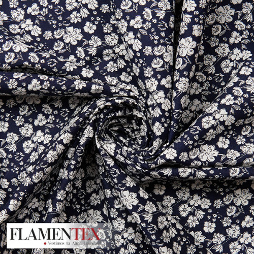 Tejido de popelín de algodón suave estampado con florecitas.