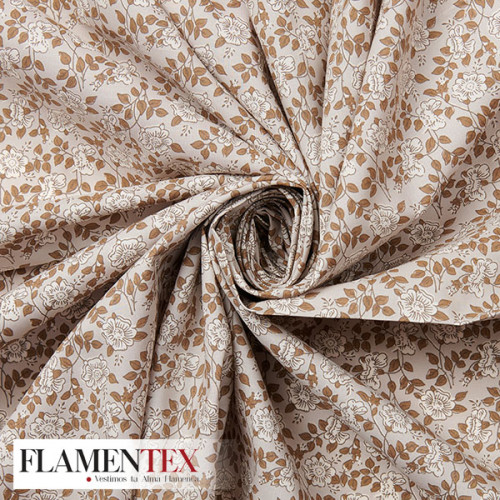 Tejido de popelín de algodón suave estampado con florecitas.
