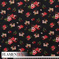 Tejido de popelín de algodón suave estampado con florecitas.