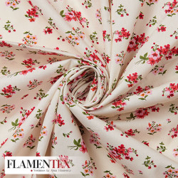 Tejido de popelín de algodón suave estampado con florecitas.