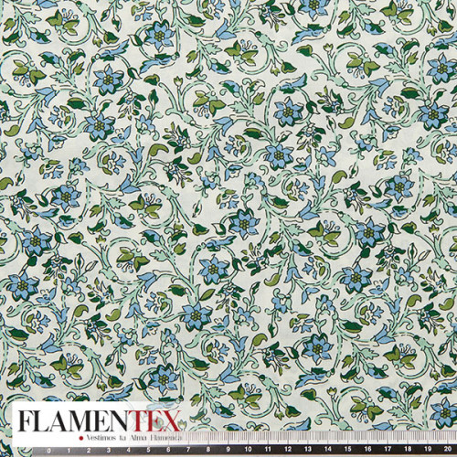 Tejido de popelín de algodón suave estampado con florecitas.