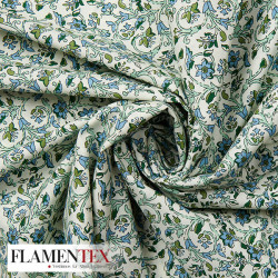 Tejido de popelín de algodón suave estampado con florecitas.
