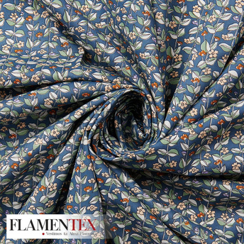 Tejido de popelín de algodón suave estampado con florecitas.