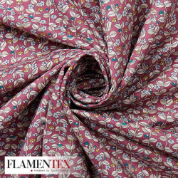 Tejido de popelín de algodón suave estampado con florecitas.