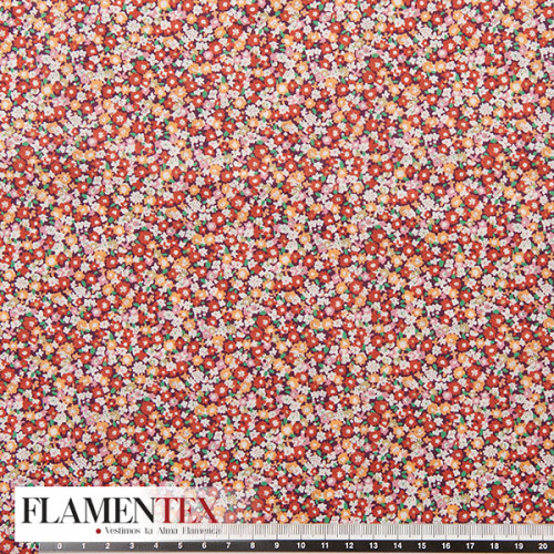 Tejido de popelín de algodón suave estampado con florecitas.