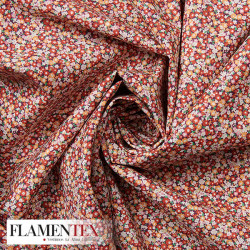 Tejido de popelín de algodón suave estampado con florecitas.