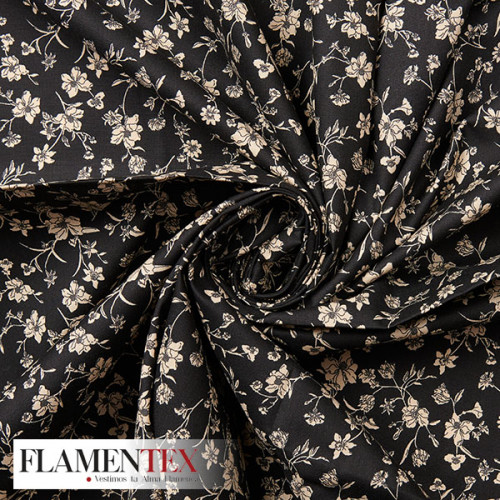 Tejido de popelín de algodón suave estampado con florecitas.