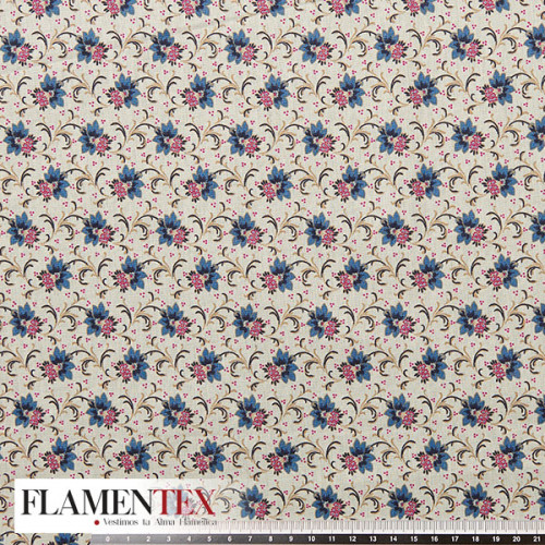 Tejido de popelín de algodón suave estampado con florecitas.