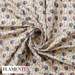 Tejido de popelín de algodón suave estampado con florecitas.