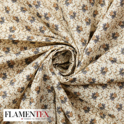 Tejido de popelín de algodón suave estampado con florecitas.