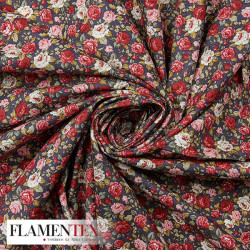 Tejido de popelín de algodón suave estampado con florecitas.