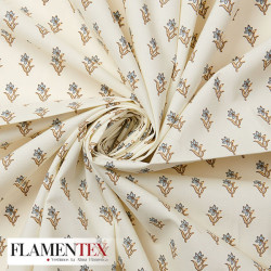 Tejido de popelín de algodón suave estampado con florecitas.