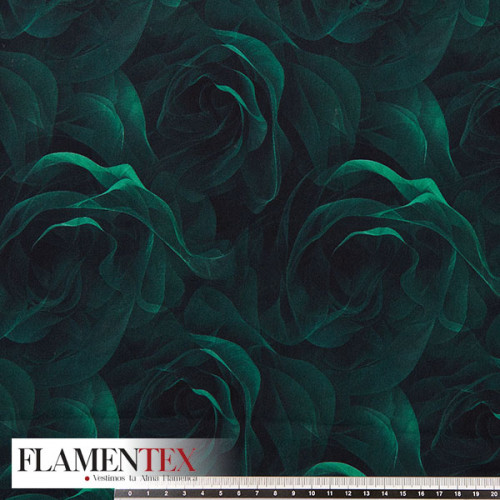 Tejido finito estampado con rosas.