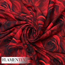 Tejido finito estampado con rosas.