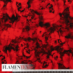 Tejido tipo georgette un poco más tupido y algo elástico, estampado rosas.