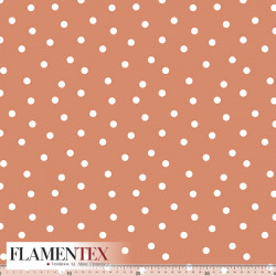 Tejido de apariencia de lino con algo de elasticidad. Estampado de lunar de 1 cm.