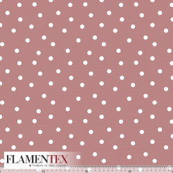 Tejido de apariencia de lino con algo de elasticidad. Estampado de lunar de 1 cm.