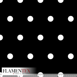 Tejido de apariencia de lino, con algo de elasticidad. Estampado de lunares de 3,00 cms.
