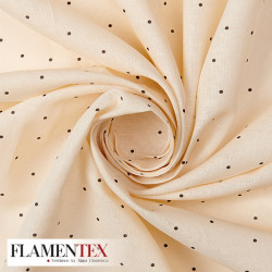 Tejido de lino algodón. Estampado de lunares de 0,30 cms.