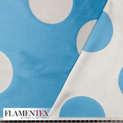 Tejido de Jacquard doble cara. con lunares de 10 cm.