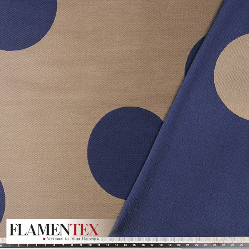 Tejido de Jacquard doble cara. con lunares de 10 cm.