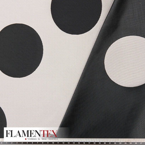 Tejido de Jacquard doble cara. con lunares de 10 cm.