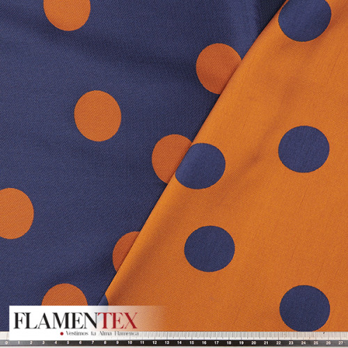 Tejido de Jacquard doble cara. con lunares de 3,75 cm.