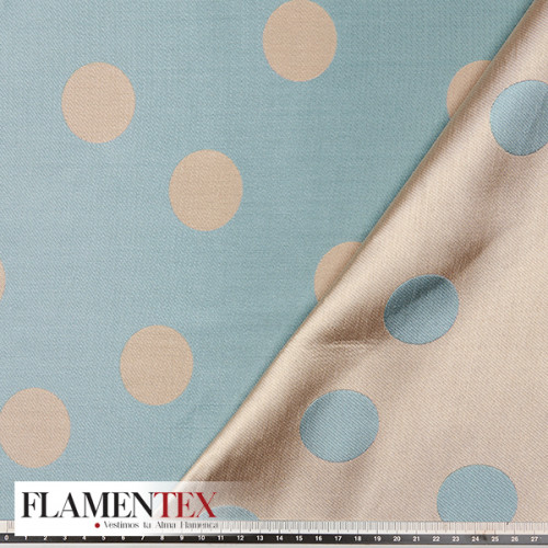 Tejido de Jacquard doble cara. con lunares de 3,75 cm.