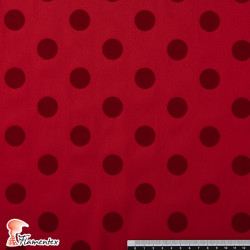 MADISON FLOSAR D/10. Stretch satin fabric with flocked polka dots. Ideal for fitted flamenco dresses.