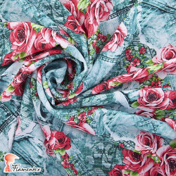 JABERA. Printed crêpe fabric.