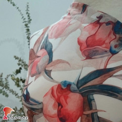 OMAR. Tejido de gasa estampado con spandex.