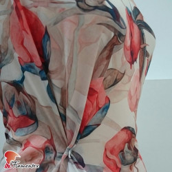 OMAR. Tejido de gasa estampado con spandex.