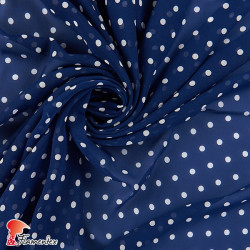 RAIZA. Thin chiffon fabric with printed polka dot 0,70 cm.