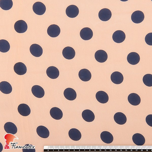 RAIZA. Thin chiffon fabric with printed polka dot 2,40 cm.