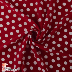 NATASHA. Tela de crespón con mucha caída, perfecta para trajes de flamenca. Estampado lunares de 1,50 cm.