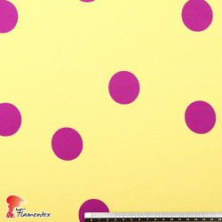 GUAJIRA. Soft techno-peach bi-elastic fabric with scattered polka dot print (4 cm).